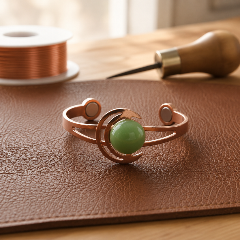 Pulsera de cobre con forma de media luna