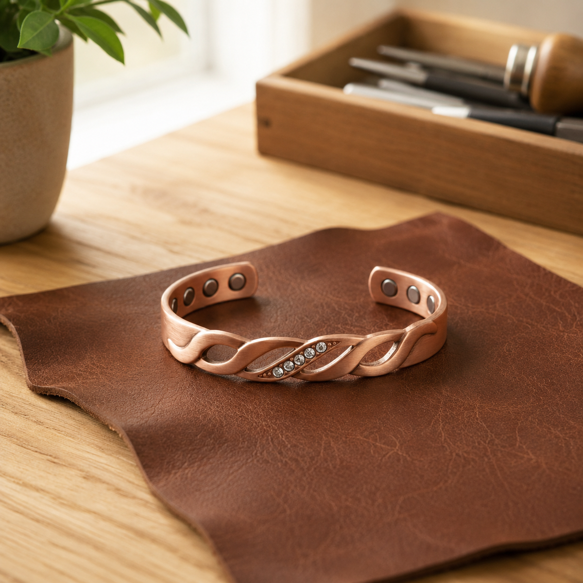 Pulsera de cobre con bisagra
