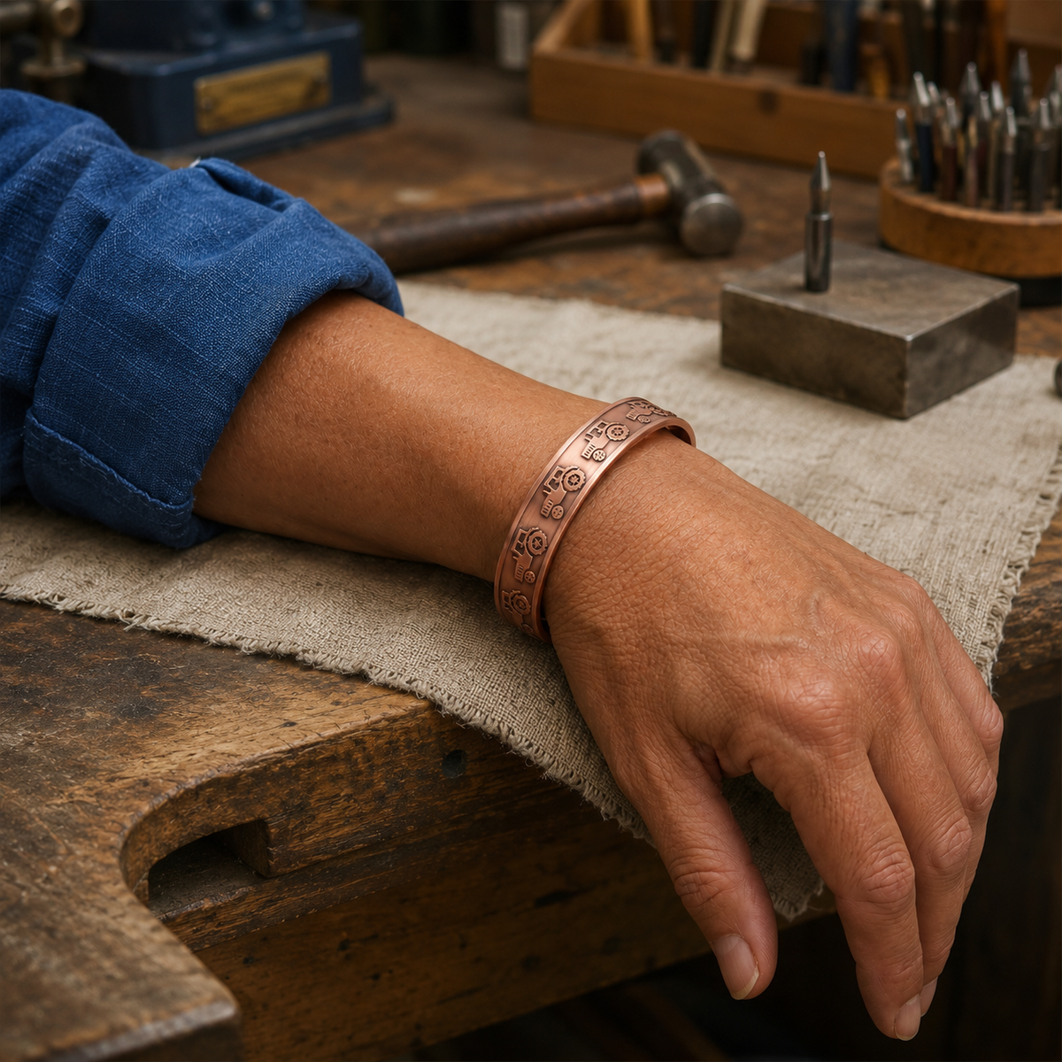 Pulsera de cobre grabada – imagen 2