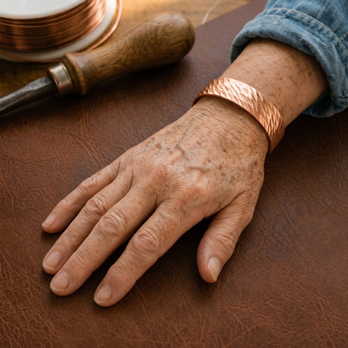 Pulsera de cobre facetada – imagen 2