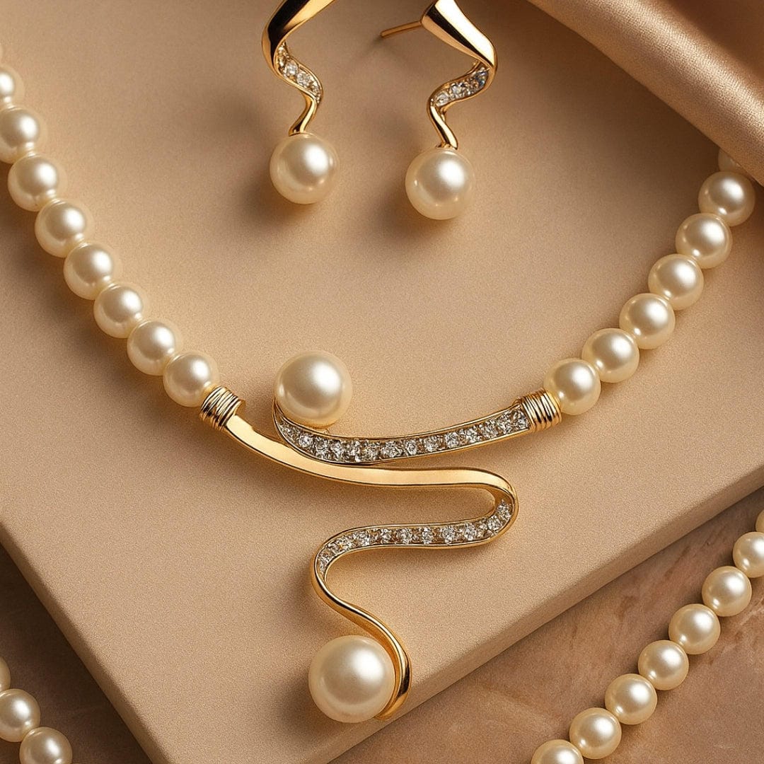 Conjunto de collar serpentina con perlas – imagen 3