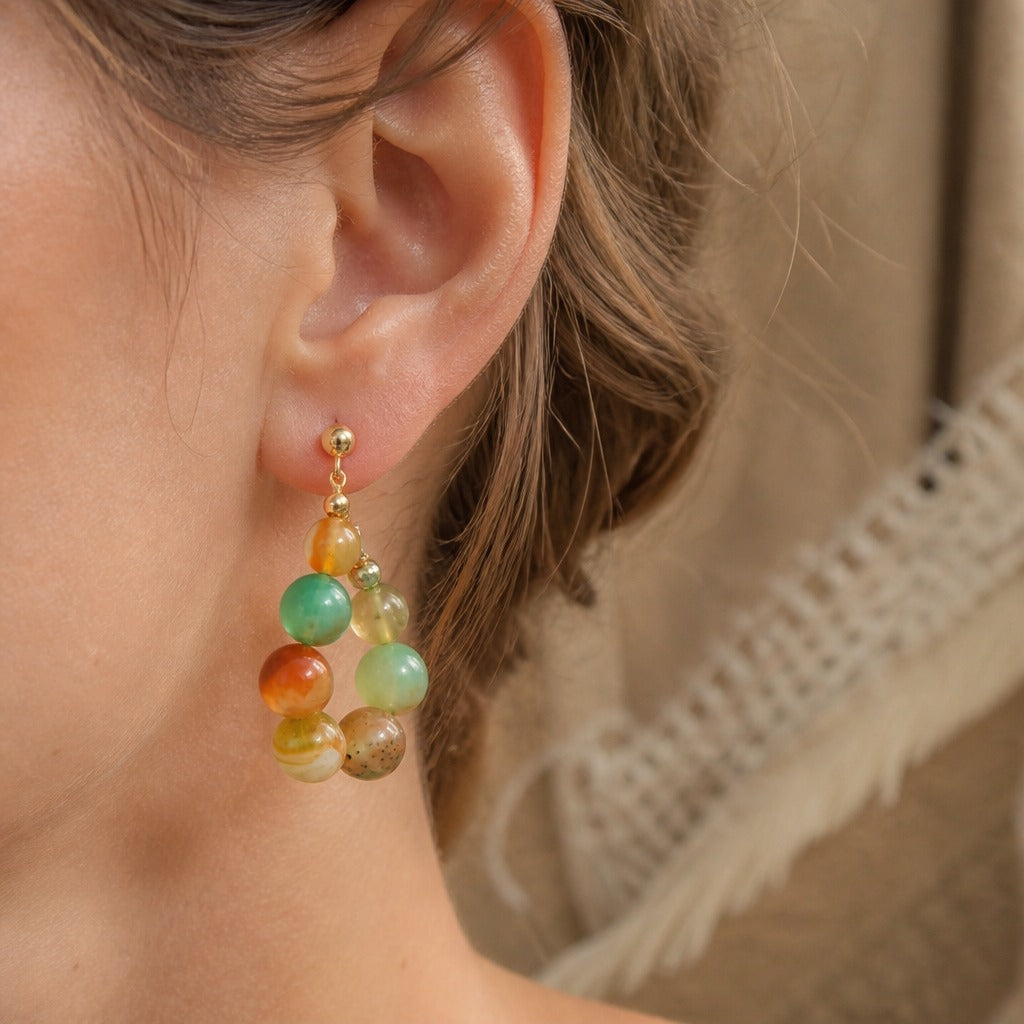 Pendientes colgantes de ágata de colores