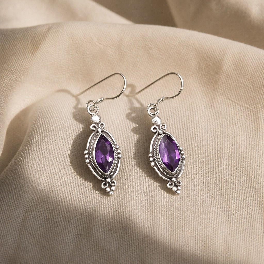 Pendientes de gancho de cristal amatista – imagen 2