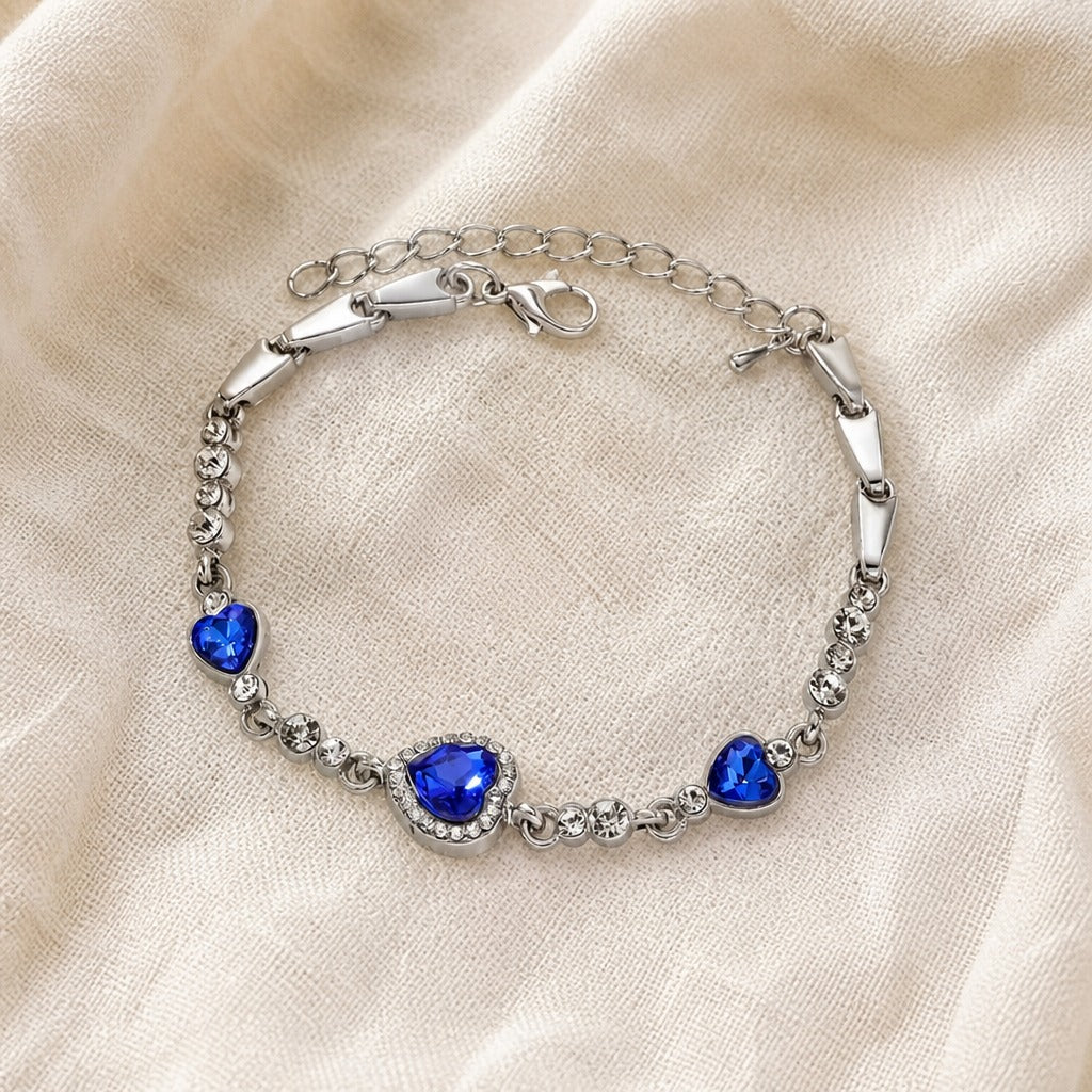 Pulsera de eslabones con corazón de cristal – imagen 2