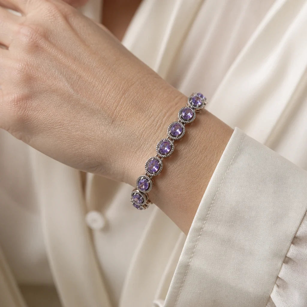 Pulsera de eslabones de circonita cúbica