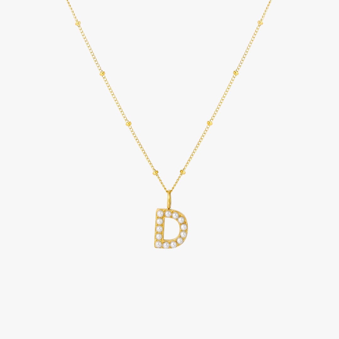 Collar con colgante inicial de perla – imagen 8