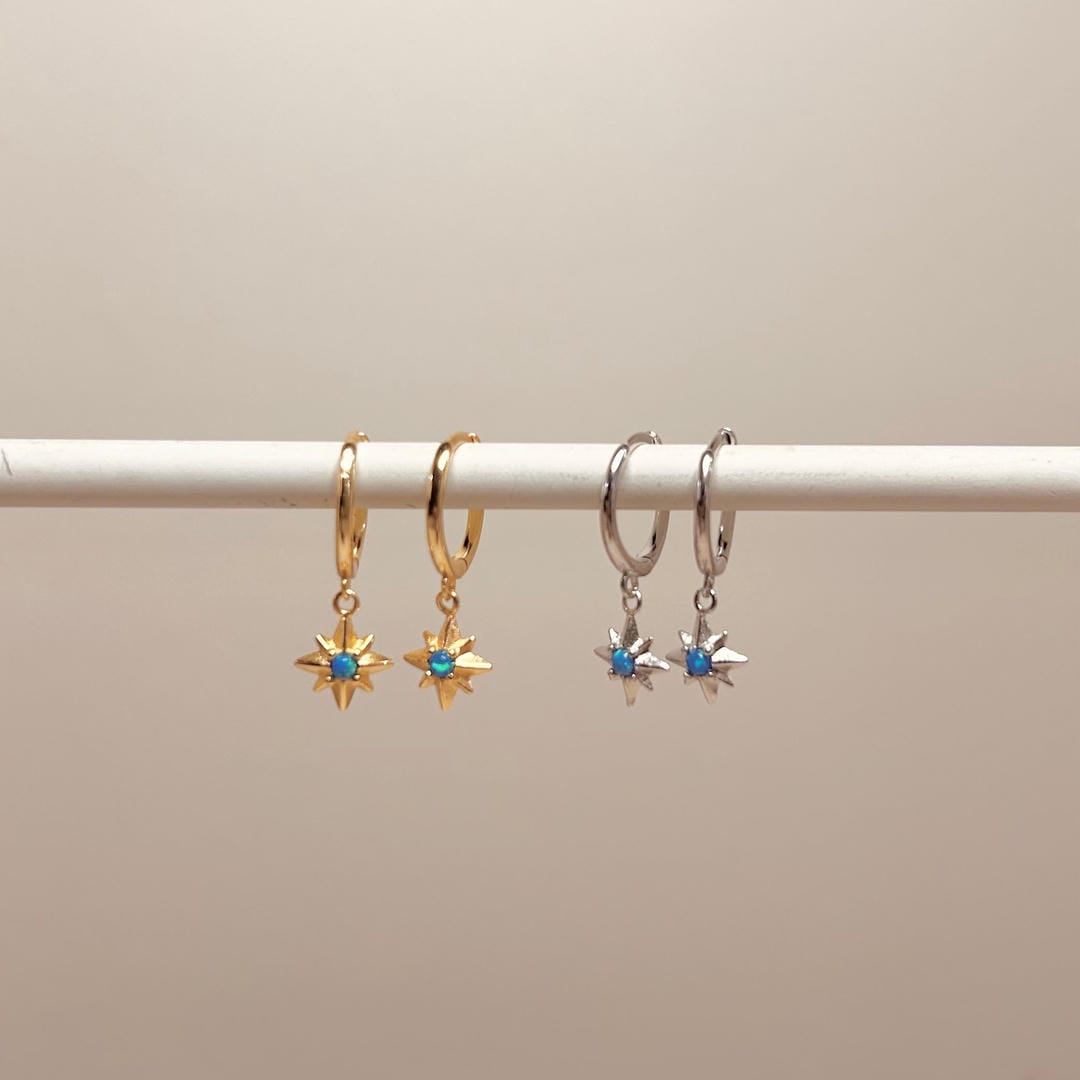 Pendientes de aro con estrella de ópalo – imagen 2