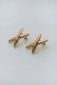 Pendientes modernos en forma de X dorados – imagen 3