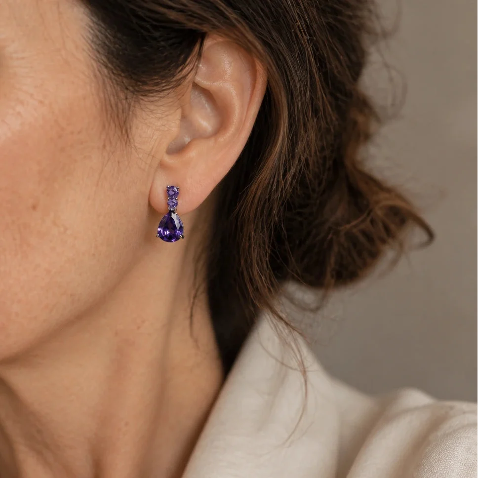 Pendientes colgantes de amatista deslumbrantes