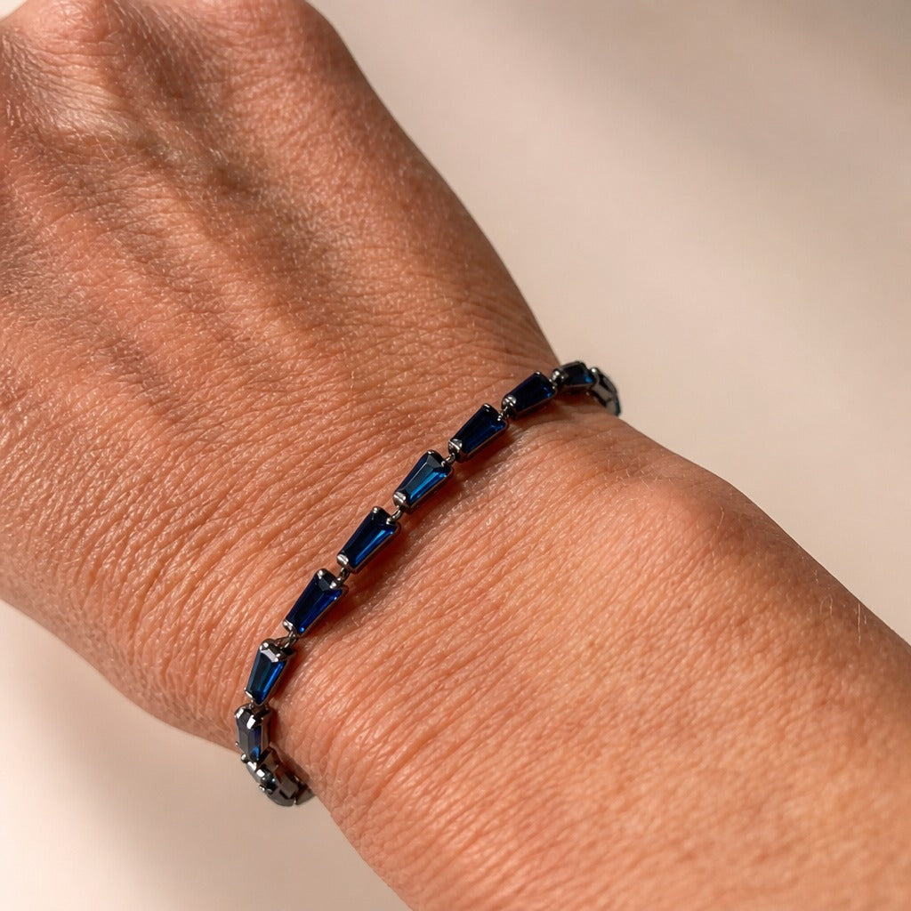Pulsera tenis de circonita azul deslumbrante