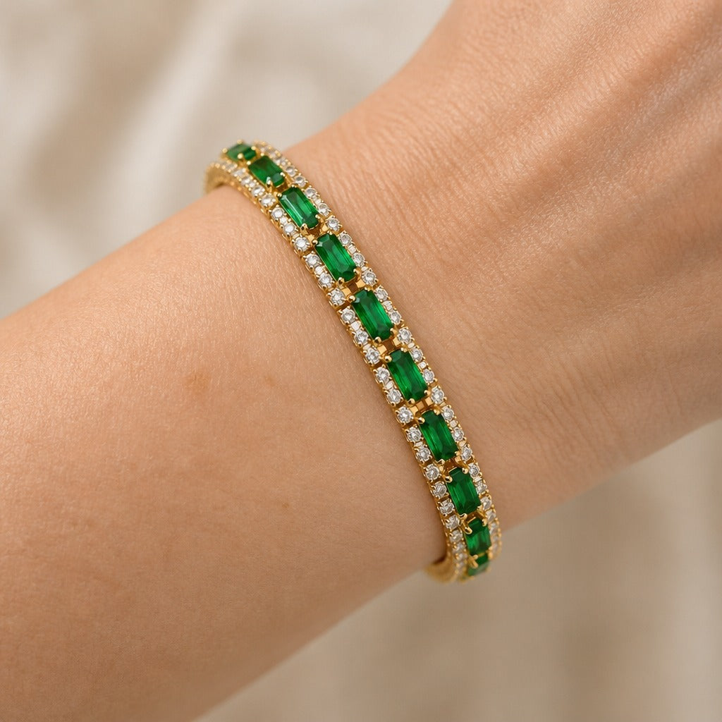 Pulsera statement de oro verde esmeralda – imagen 2