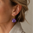 Pendientes colgantes geométricos de amatista facetada