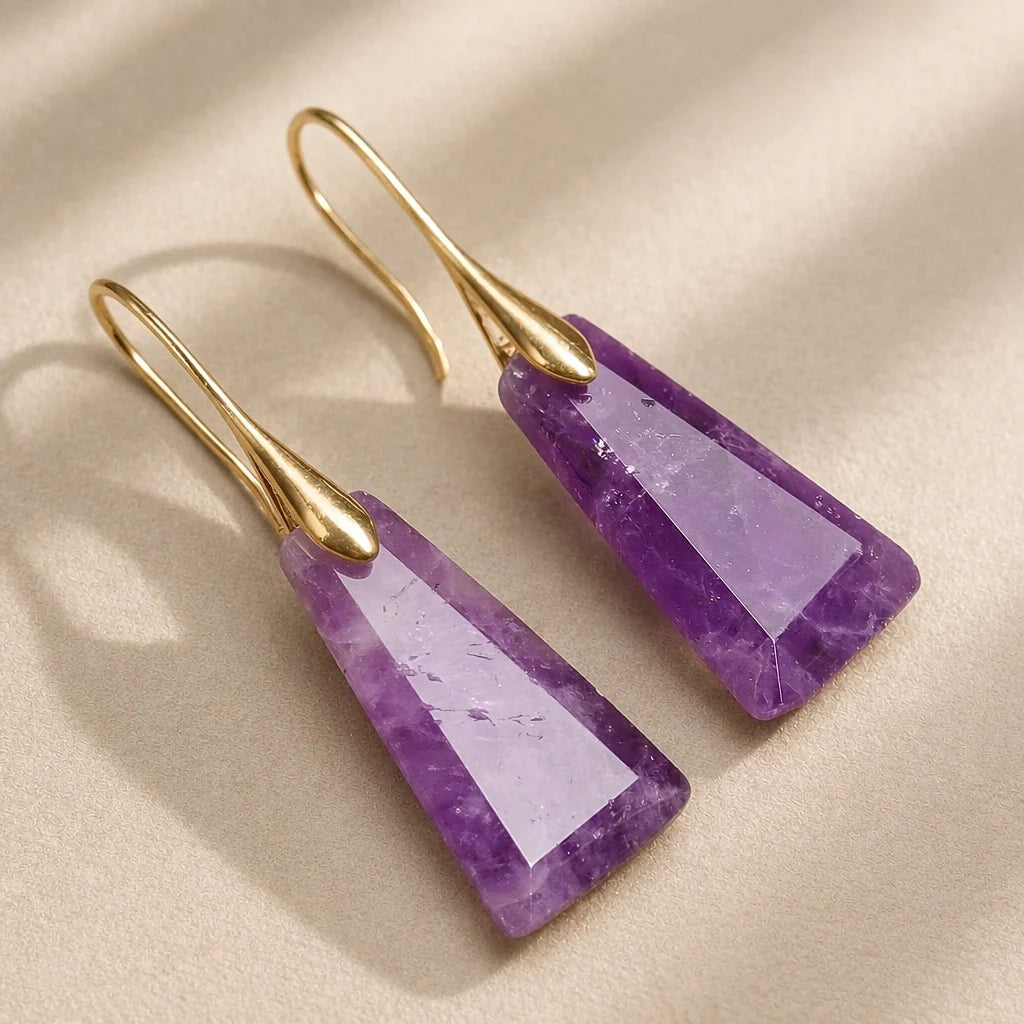 Pendientes colgantes geométricos facetados
