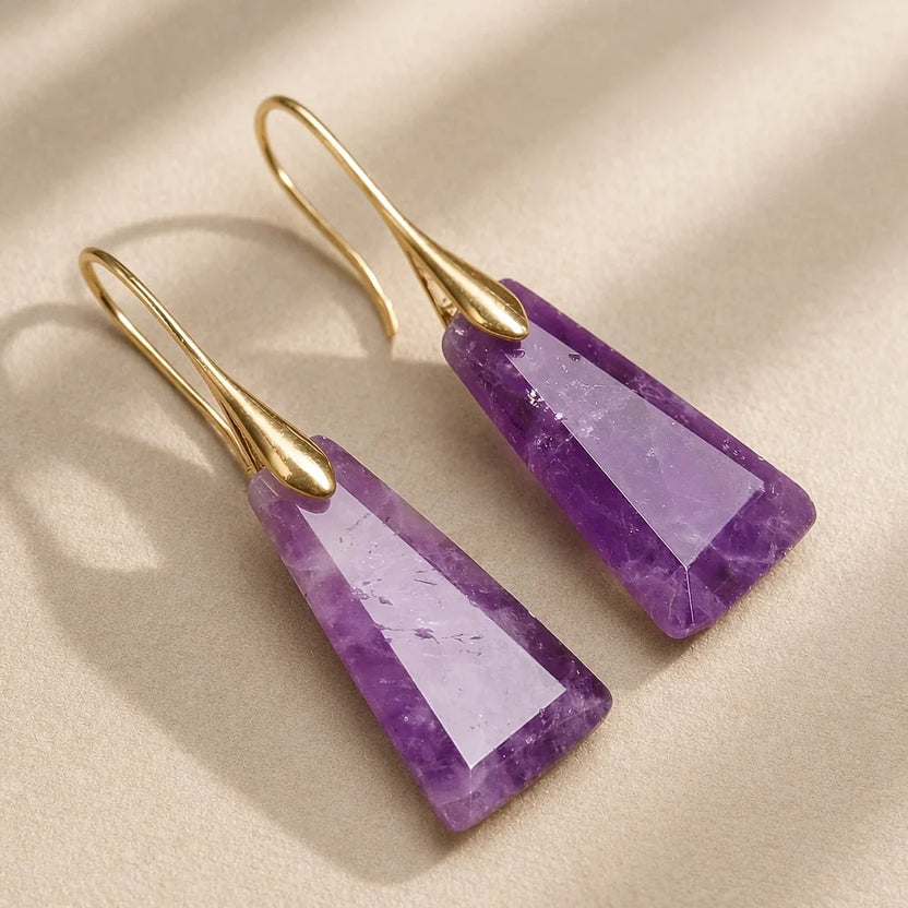 Pendientes colgantes geométricos facetados