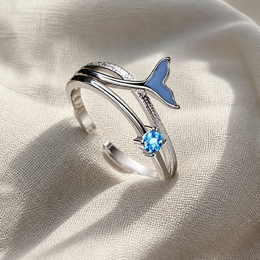 Anillo de plata con circonita en cola de pez – imagen 2