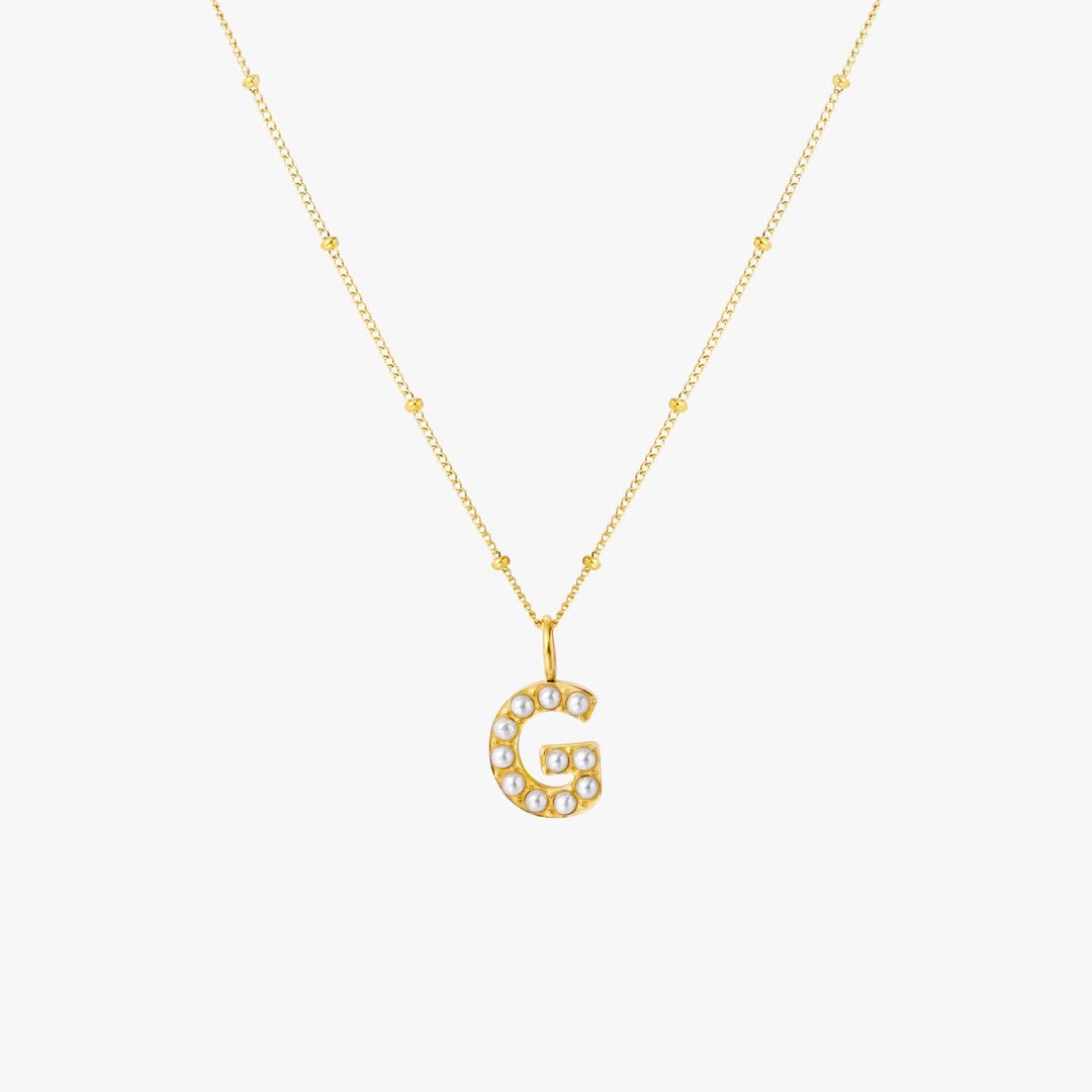 Collar con colgante inicial de perla – imagen 11