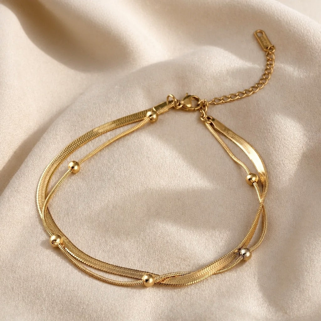 Tobillera de cadena en capas opulenta – imagen 2