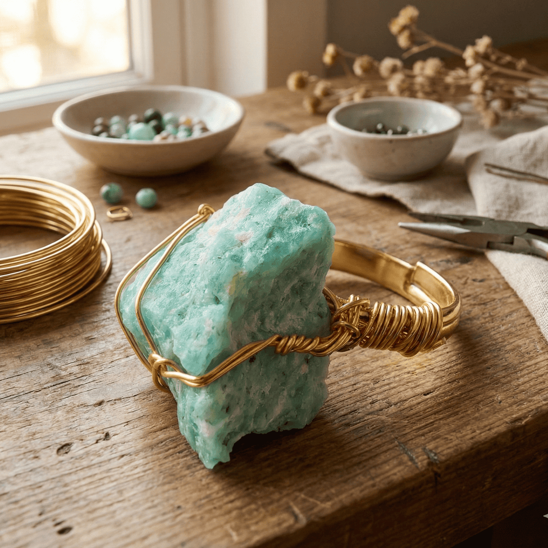 Anillo de cuarzo aqua en bruto con engaste de garra – imagen 2