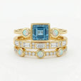 Set de anillos vintage de cristal azul