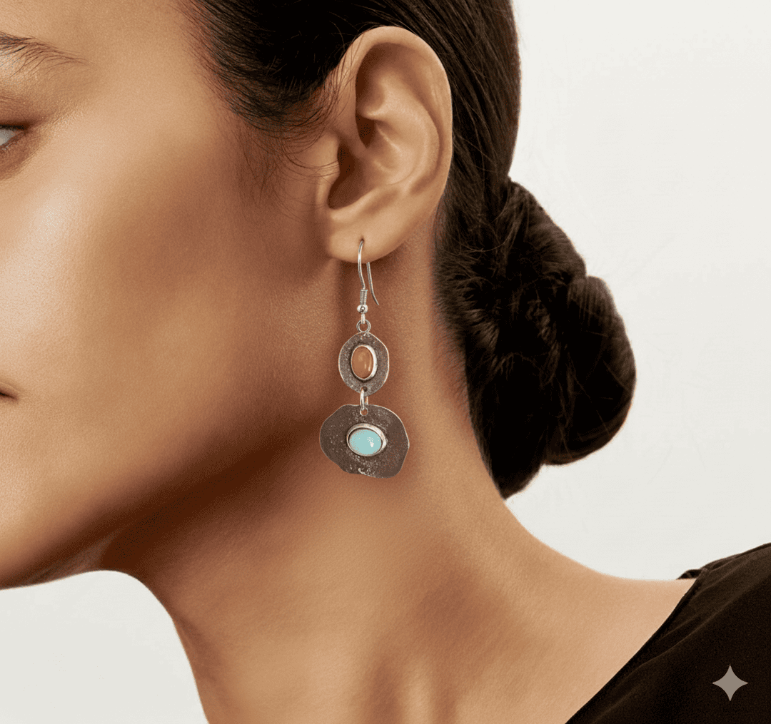 Pendientes plateados clásicos con diseño vintage natural – imagen 2