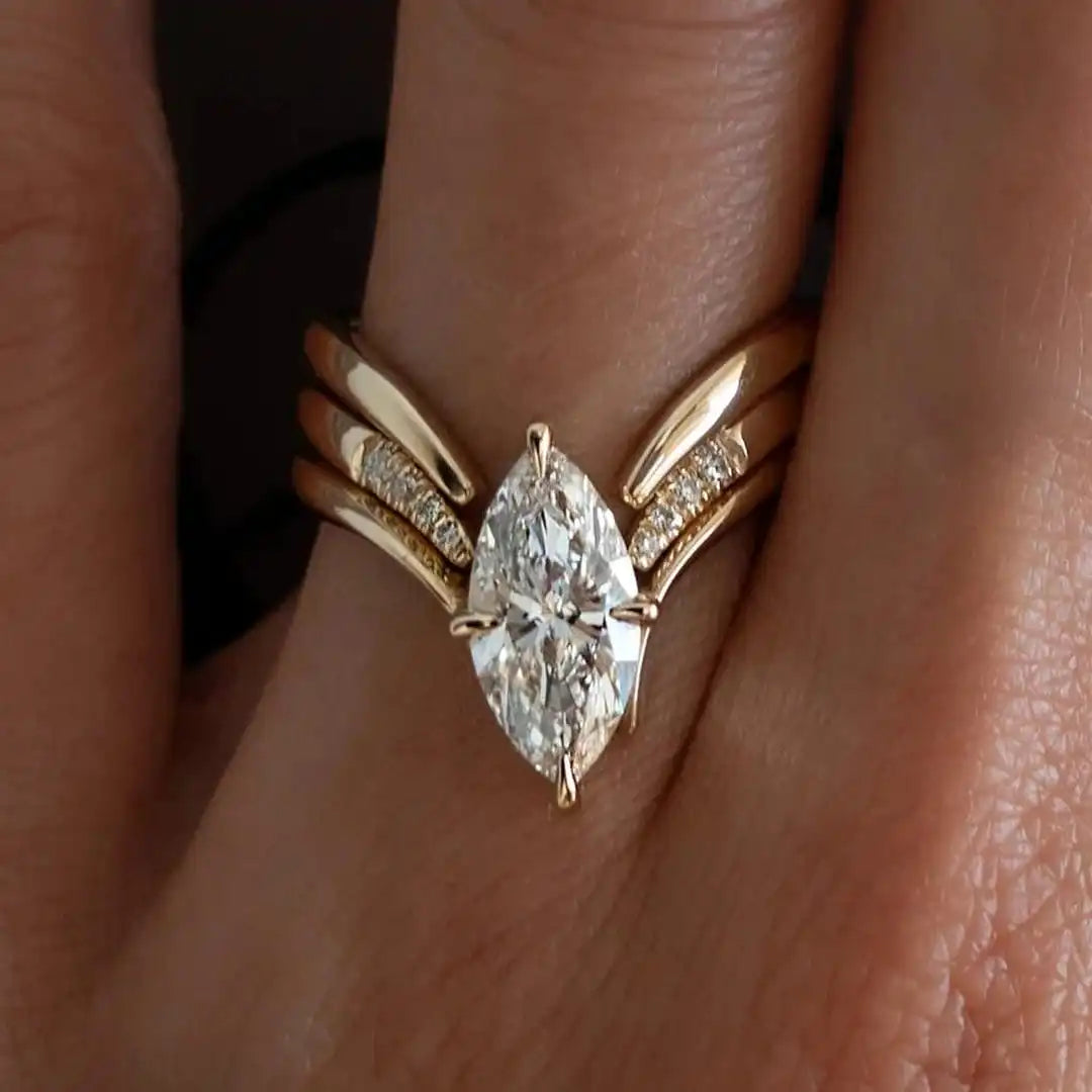 Set de anillos de talla marquise
