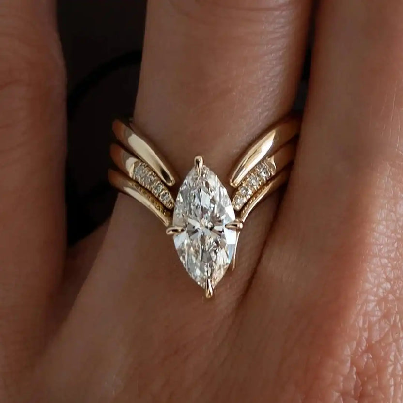 Set de anillos de talla marquise