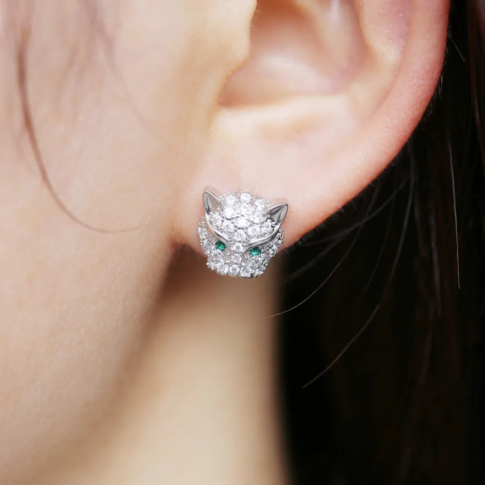 Pendientes delicados con cabeza de leopardo – imagen 2