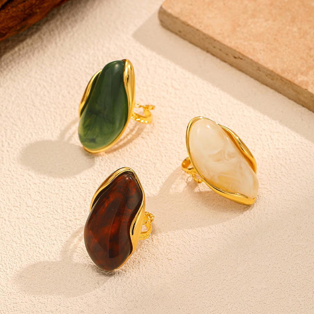 Anillos ajustables de gema orgánica llamativos