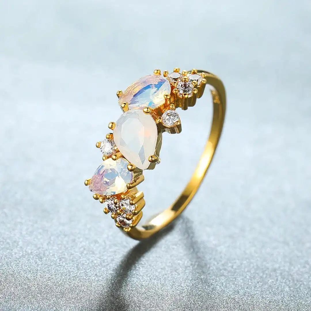 Anillo vintage de piedra de luna dorada – imagen 4