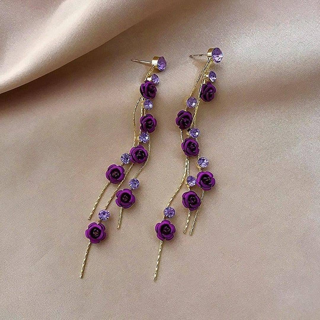 Pendientes elegantes en cascada de rosas – imagen 2