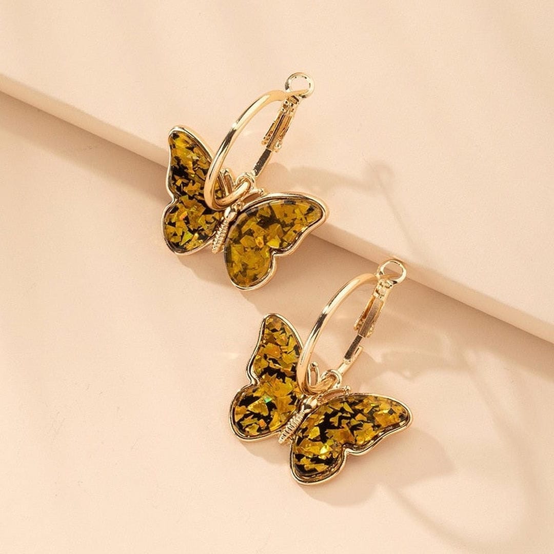 Pendientes aro dorados con mariposa – imagen 2