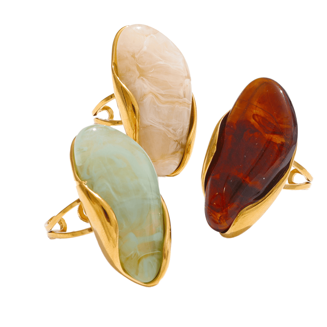 Anillos ajustables de gema orgánica llamativos – imagen 3