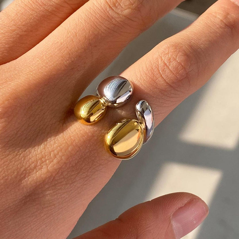 Anillo bicolor oro y plata apilable