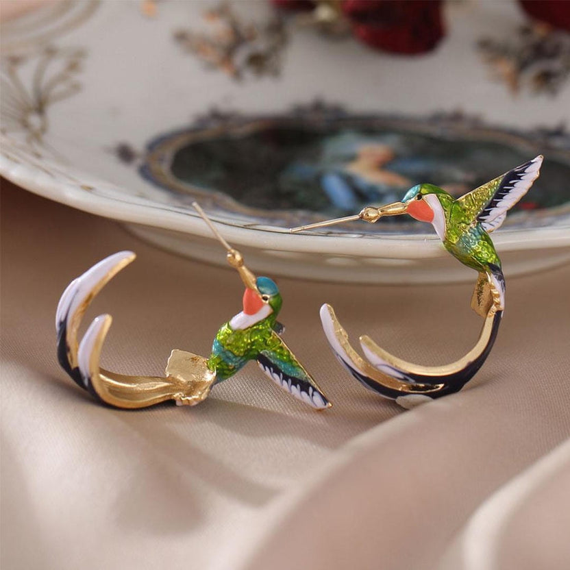 Pendientes colibrí de colores únicos