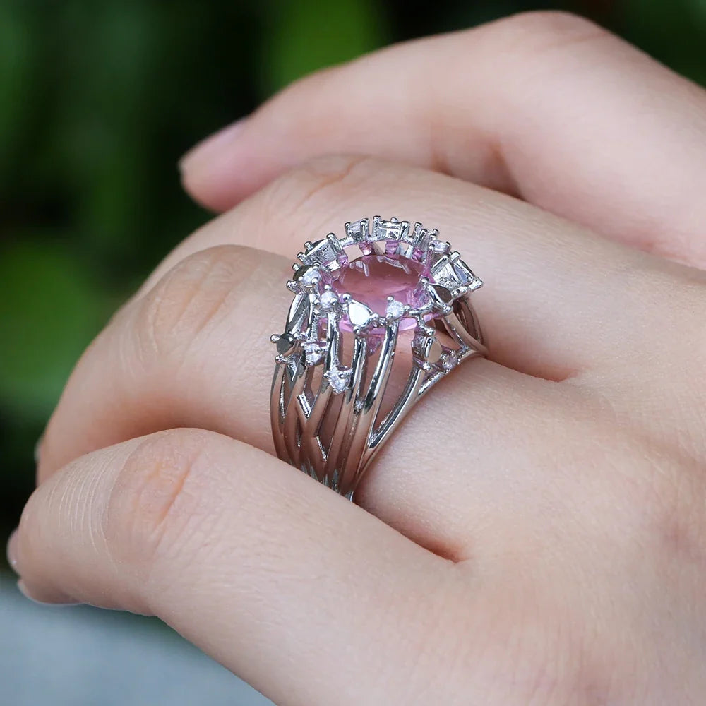 Anillo prestigioso con piedra rosa – imagen 2
