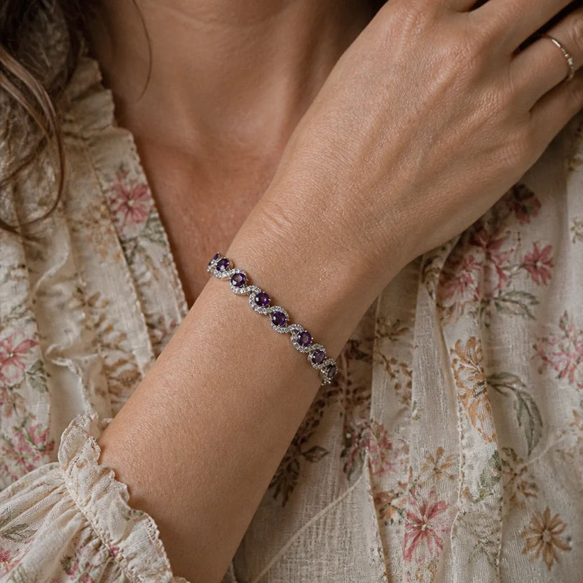 Pulsera de plata con eslabones halo