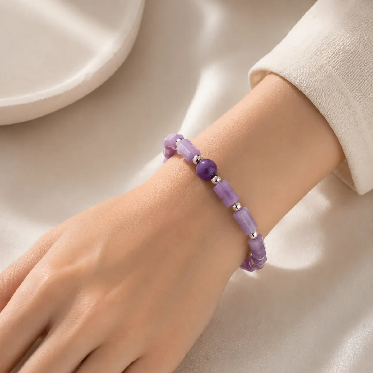 Pulsera de cuentas de amatista hechas a mano