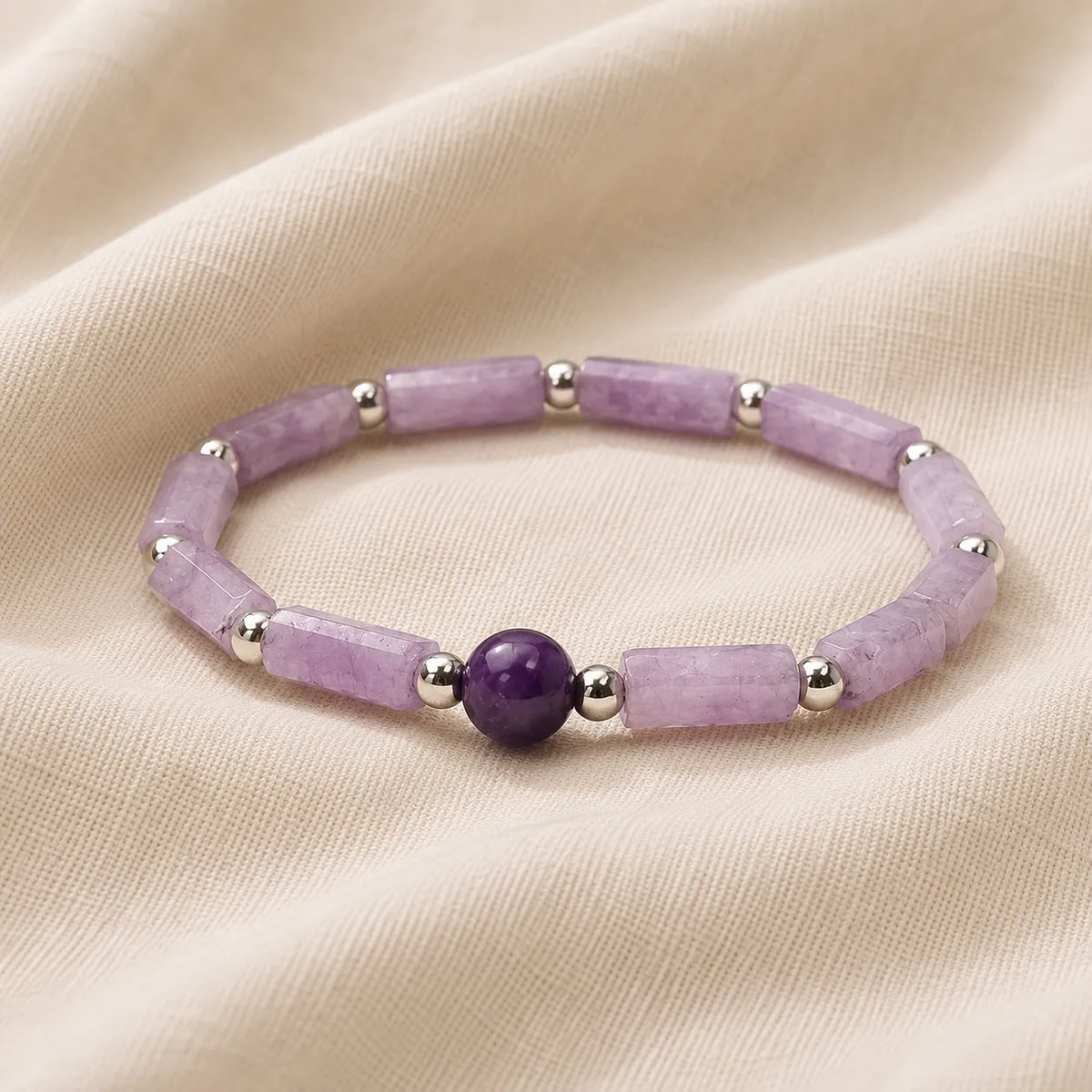 Pulsera de cuentas de amatista hechas a mano – imagen 2