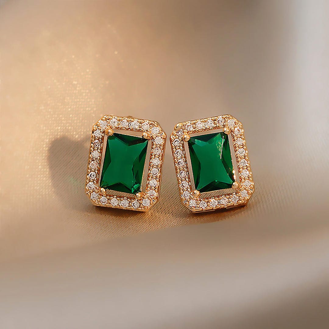 Pendientes colgantes con gemas de esmeralda