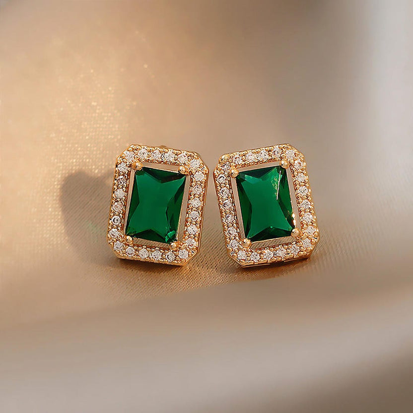 Pendientes colgantes con gemas de esmeralda