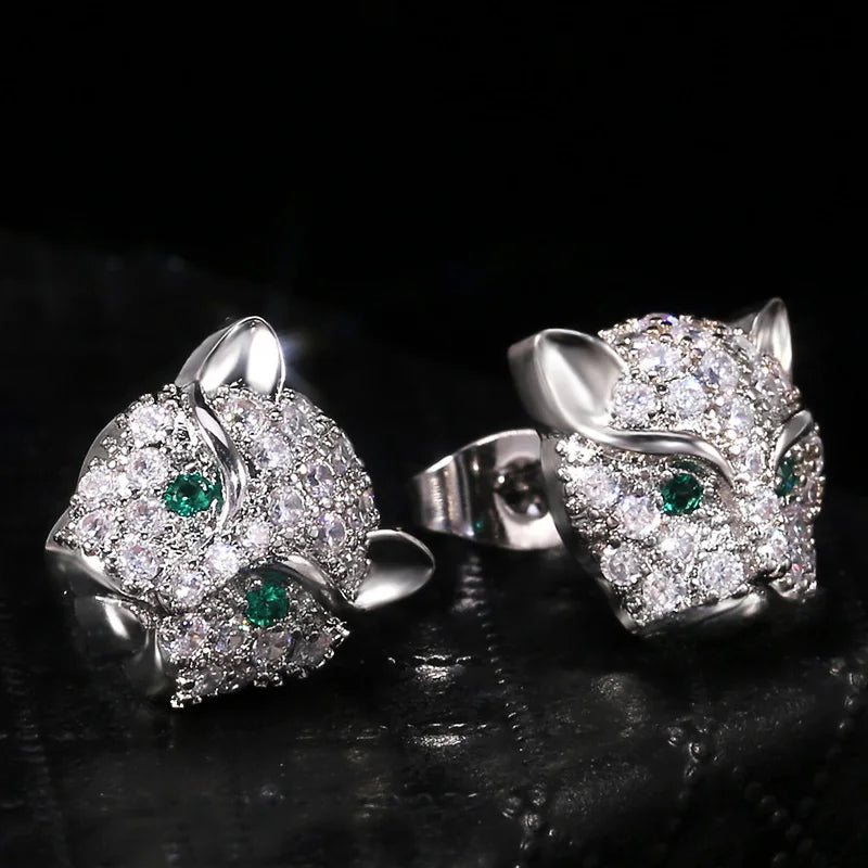 Pendientes delicados con cabeza de leopardo – imagen 3