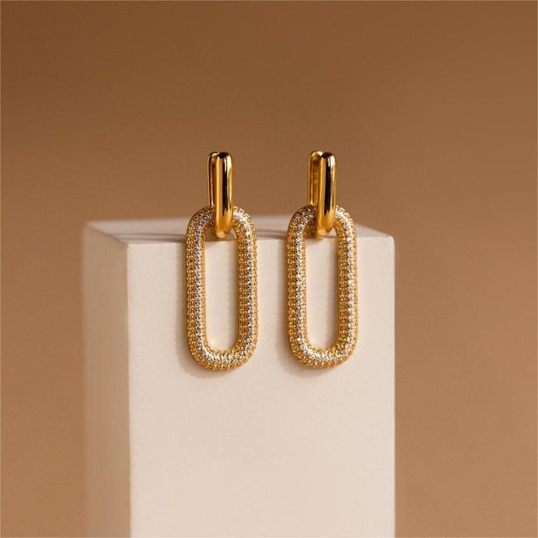 Pendientes de aro retro con strass geométricos