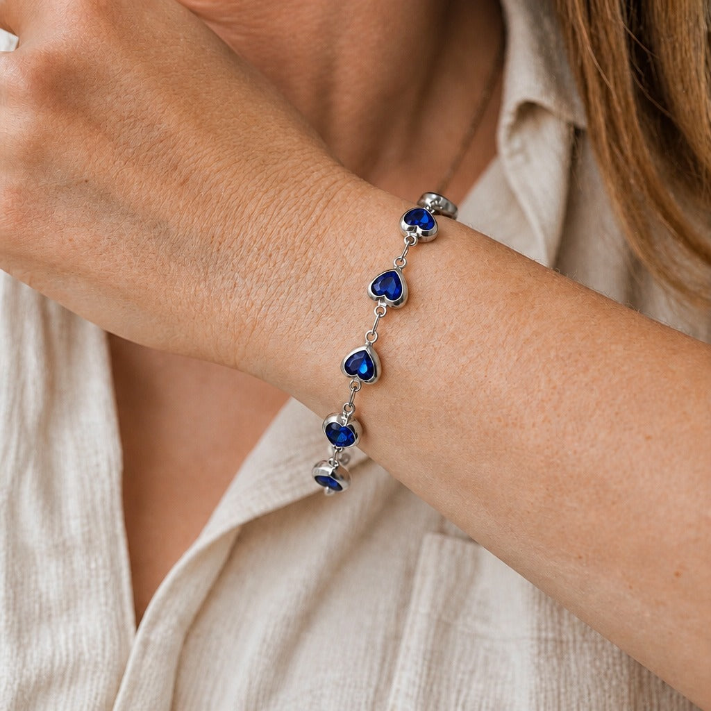 Pulsera de cadena azul con corazón