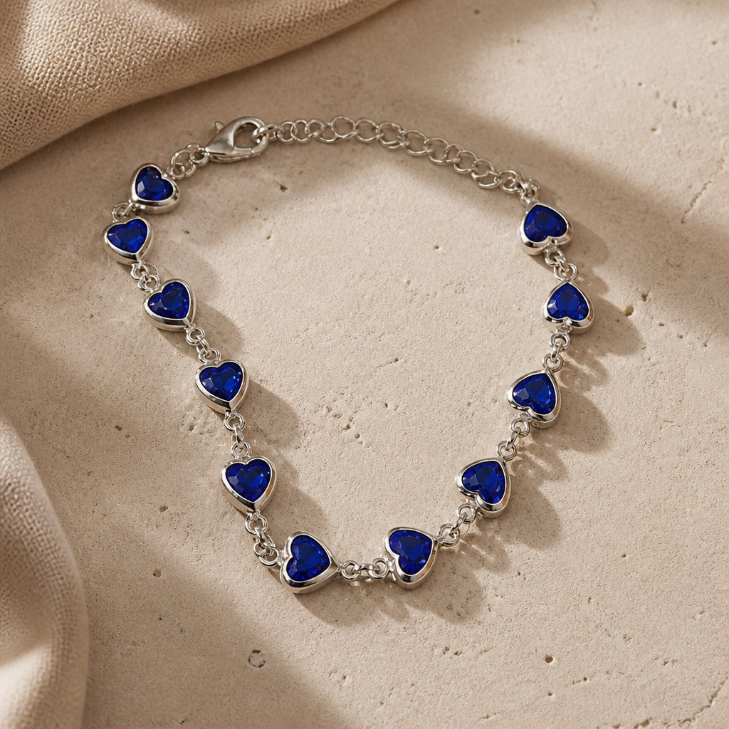 Pulsera de cadena azul con corazón – imagen 2