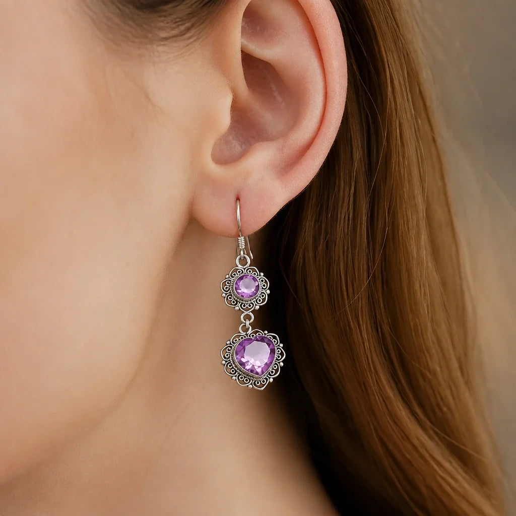 Pendientes gota con halo de corazón – imagen 2