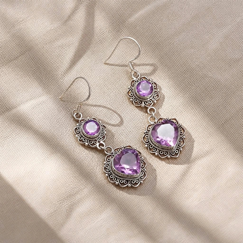 Pendientes gota con halo de corazón