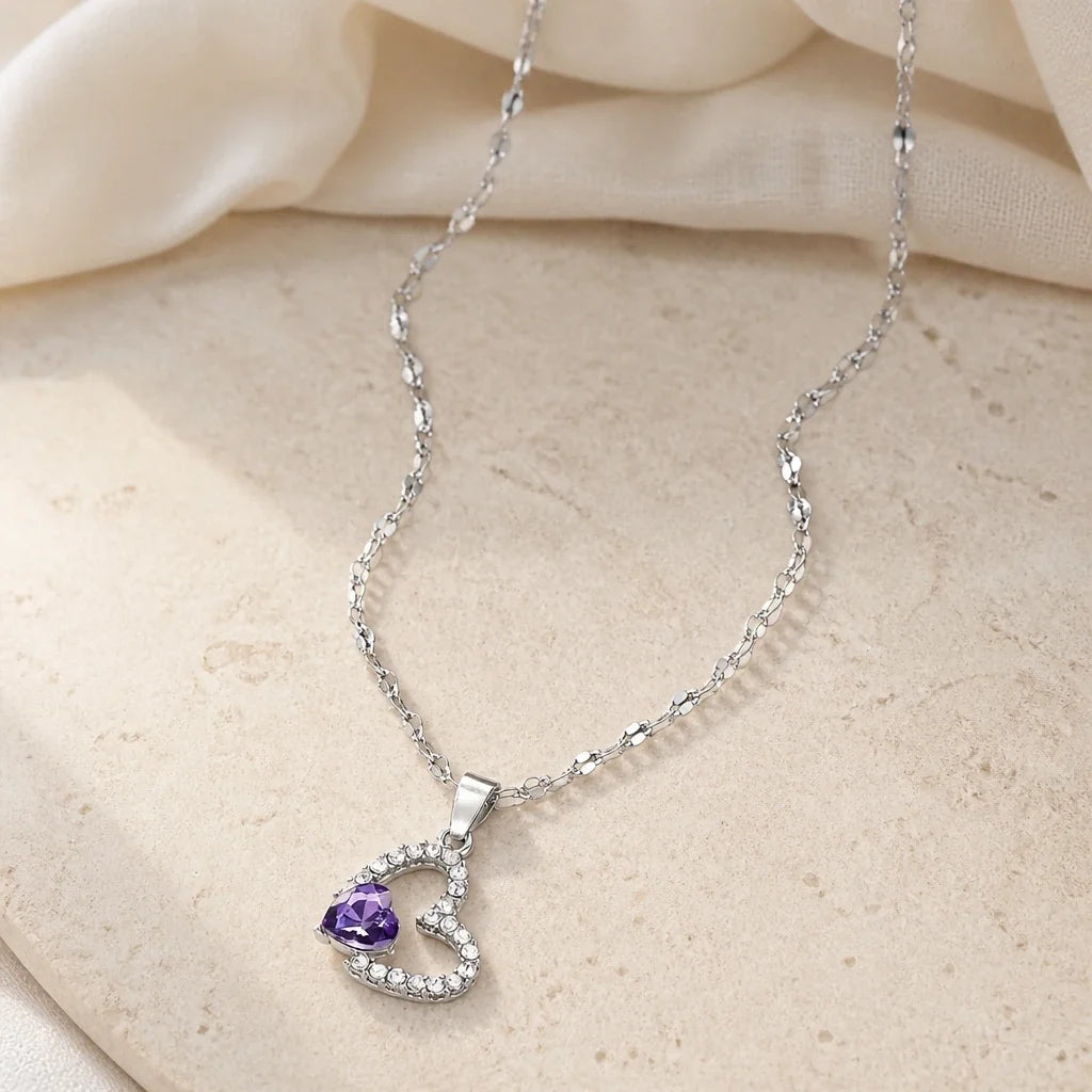Collar con colgante de corazón de circonita – imagen 2