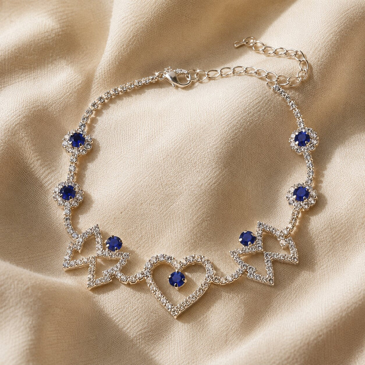 Tobillera de plata con corazón y mariposa – imagen 2