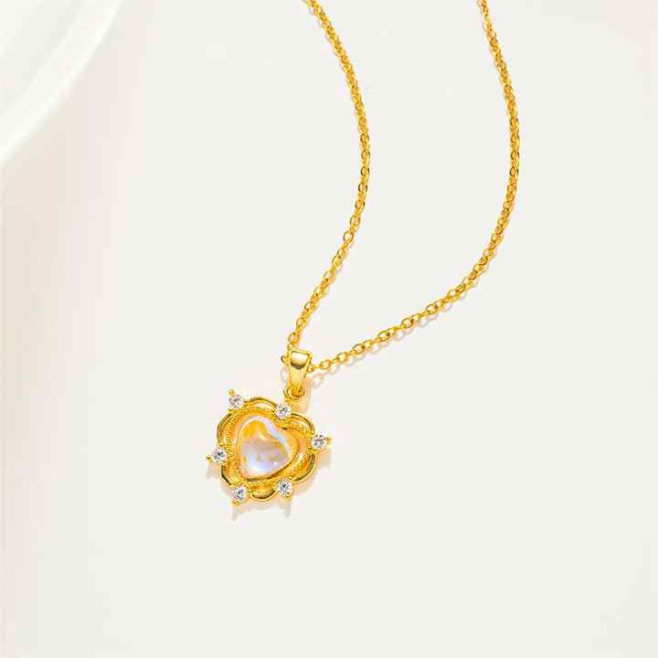 Collar delicado con halo de corazón iridiscente – imagen 2