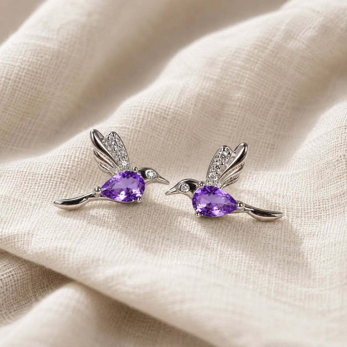 Pendientes de plata con colibrí – imagen 2